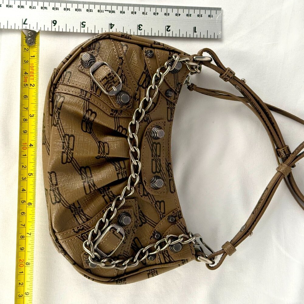 NWT BALENCIAGA Le Cagole Mini Crossbody Shoulder Bag Handbag Brown w chain - Picture 4 of 7